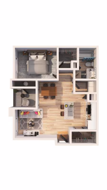 1 Bed • 1 Bath 0711 floor plan